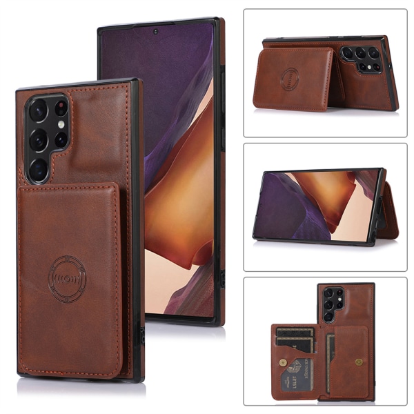 Cover med kortholder - Samsung Galaxy S23 Ultra Mörkbrun