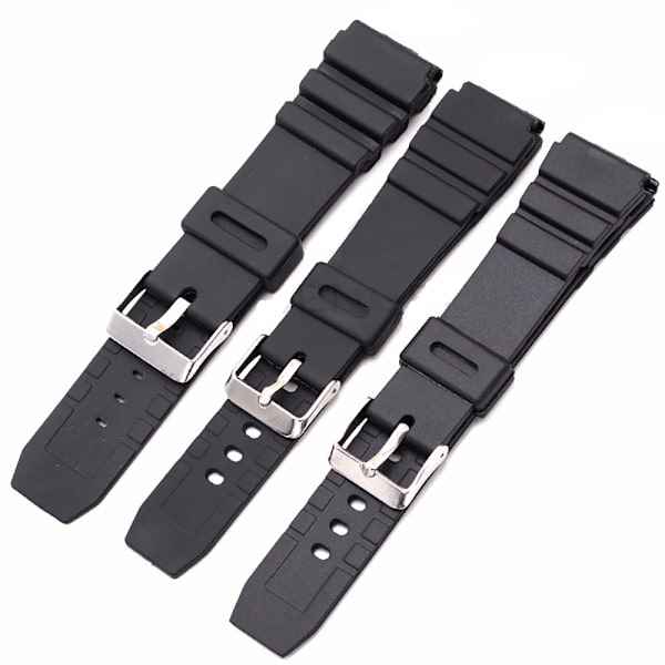 Stilrent Slittåligt Gummi Klockarmband Svart 22mm