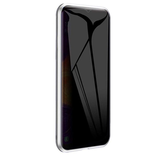 Samsung Galaxy A20E - Stilfuldt dobbelt magnetisk cover Silver