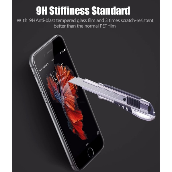 iPhone 6/6S skærmbeskytter i Carbon Fiber ProGuard Fullfit 3D Svart