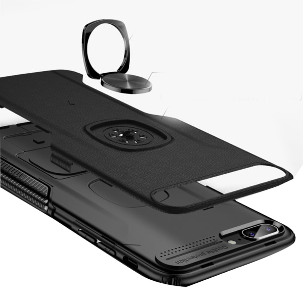 iPhone 6/6S - Käytännöllinen LEMAN-kuori sormustelineellä Roséguld