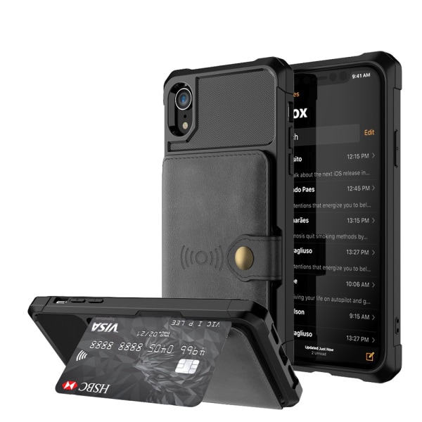 Skal med Kortfack - iPhone XR Grön