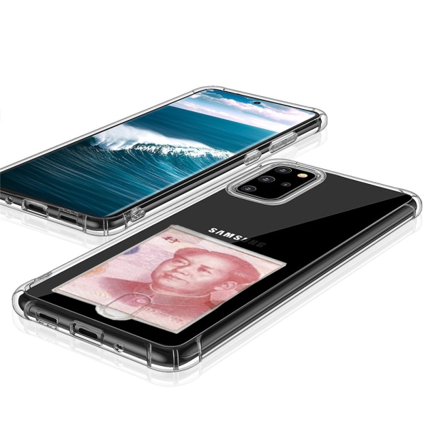 Praktiskt Silikonskal med Korthållare - Samsung Galaxy S20 Plus Transparent/Genomskinlig