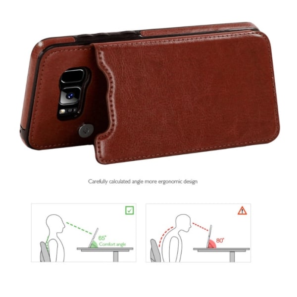Samsung Galaxy S8+ Läderskal med Plånbok/Kortfack NKOBEE Röd