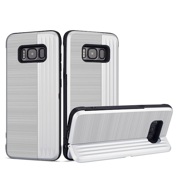 Klassiskt Skal med korthållare från LEMAN - Samsung Galaxy S8 Silver Silver