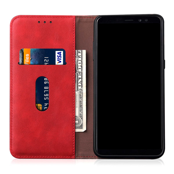 Huawei P30 Lite - Skyddande LEMAN Plånboksfodral Röd