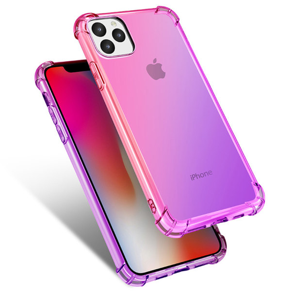 iPhone 14 Pro Max - Kraftfullt Skyddande Silikonskal Blå/Rosa