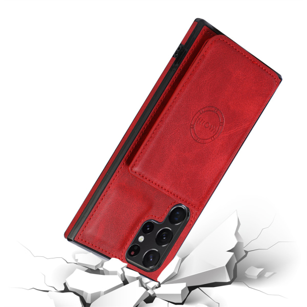 Deksel med kortholder - Samsung Galaxy S23 Ultra Röd