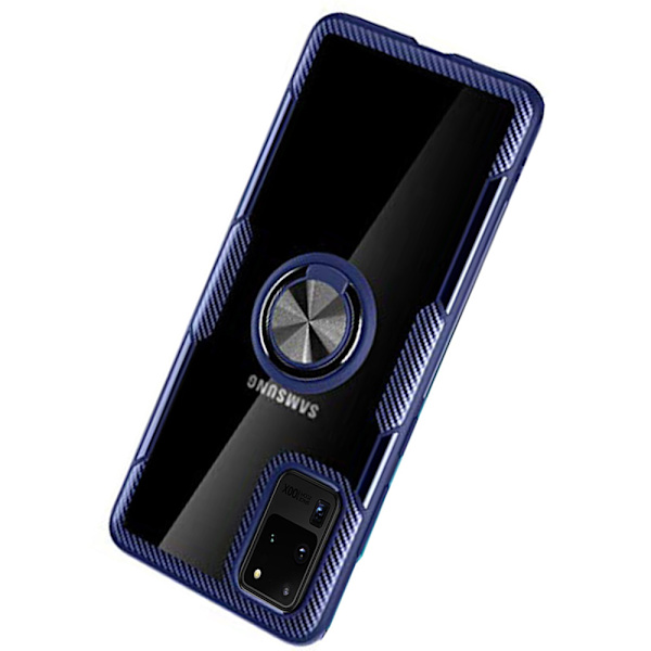 Samsung Galaxy S20 Ultra - Skyddande Skal med Ringhållare Blå