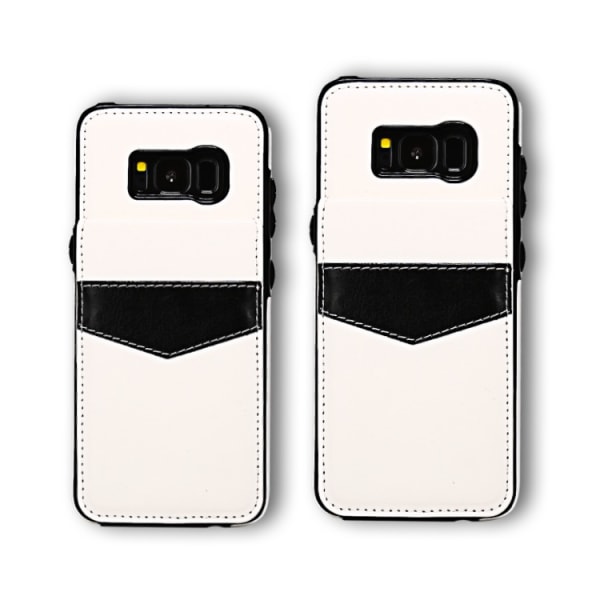 Samsung Galaxy S8 - LEMANS-nahkakotelo lompakko-/korttitasolla Vit