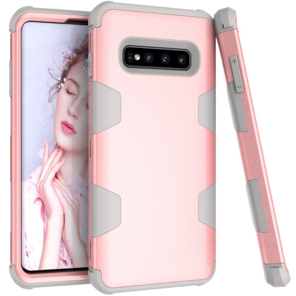 Samsung S10 Plus - Eksklusivt og Beskyttende Cover \"Rugged Robot\" Rosa/Svart