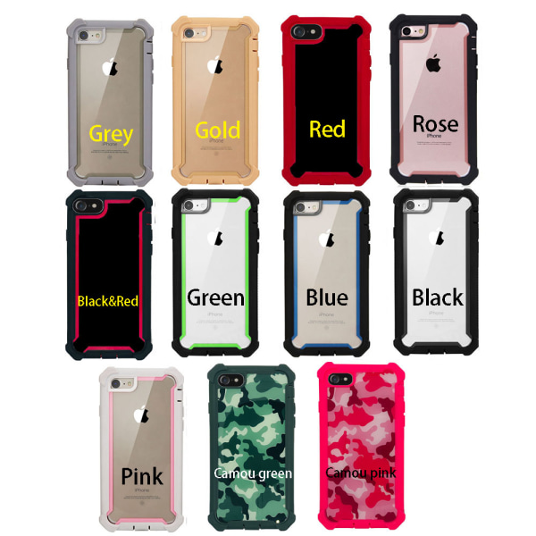 iPhone 6/6S Plus - Ammattimainen EXXO Protective Case Kulmasuojaus Svart + Röd