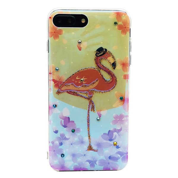 Pink Flamingo - Retroskal av Silikon för iPhone 8Plus