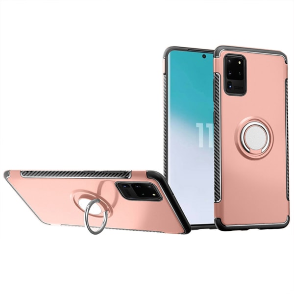 Ammattimainen kansi sormustelineellä - Samsung Galaxy S20 Ultra Roséguld