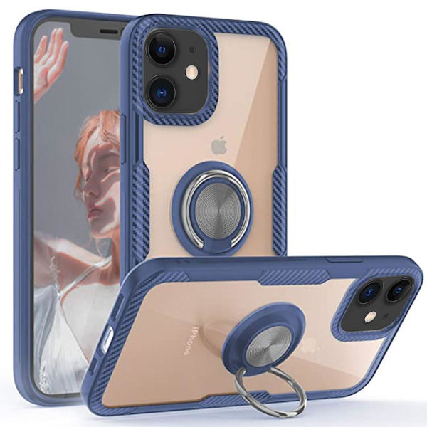 iPhone 12 Mini - Stilsäkert Skyddande Skal med Ringhållare LEMAN Blå