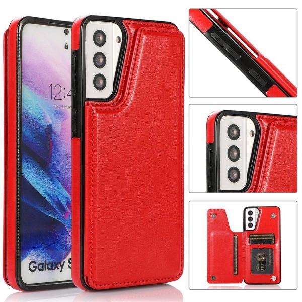 Samsung Galaxy S21 Plus - Beskyttelsescover med kortholder Röd