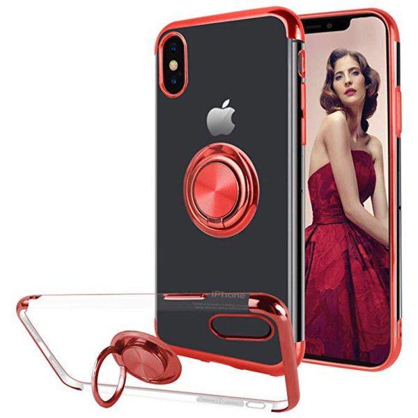 iPhone X/XS - Praktisk Silikone Case Ring Holder Roséguld Roséguld