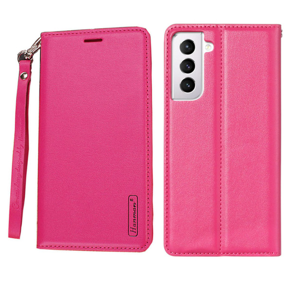 Samsung Galaxy S21 - Stilig HANMAN lommebokdeksel Rosaröd