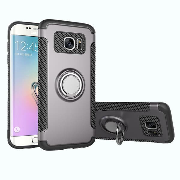 Samsung Galaxy S7 - Praktiskt Skal med Ringhållare Silver Silver
