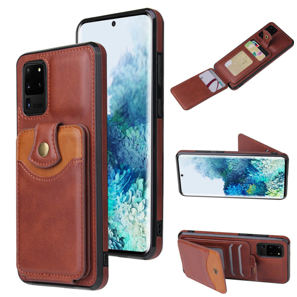 Praktiskt Skal med Kortfack - Samsung Galaxy S20 Ultra Mörkbrun Mörkbrun