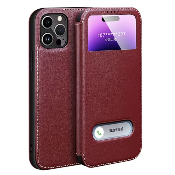 iPhone 16 Pro Max - Tidlöst Skalskydd i Läder & TPU Kaffe