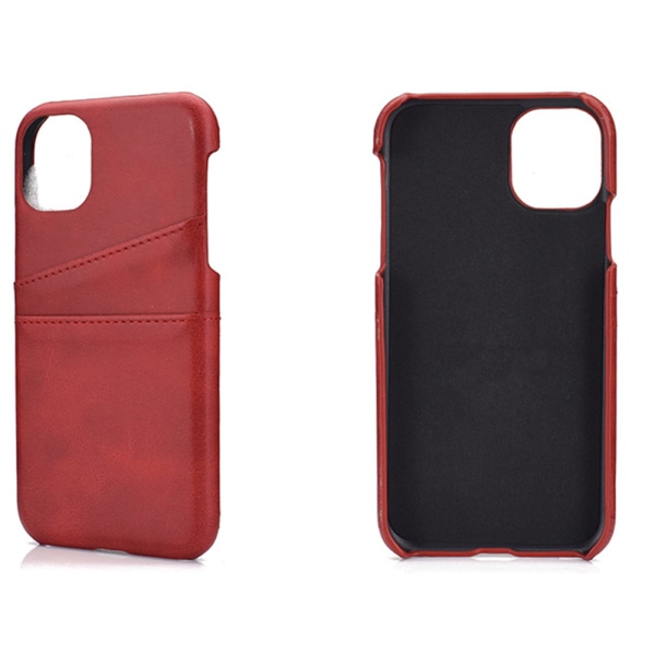 iPhone 13 - Stilrent Praktiskt Skal med Korthållare Röd