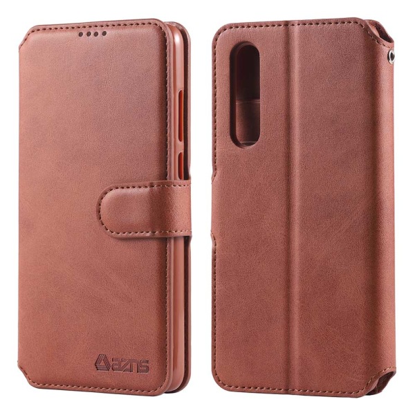 Huawei P30 - Praktiskt Skyddande Plånboksfodral (AZNS) Brun Brun