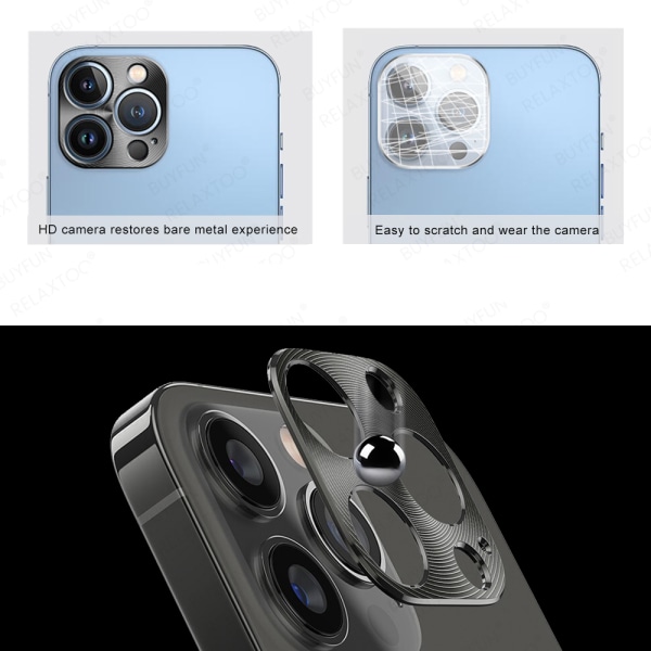 iPhone 12 Pro -kameran kehyksen suojus AK metalliseoslinssin suojus Svart