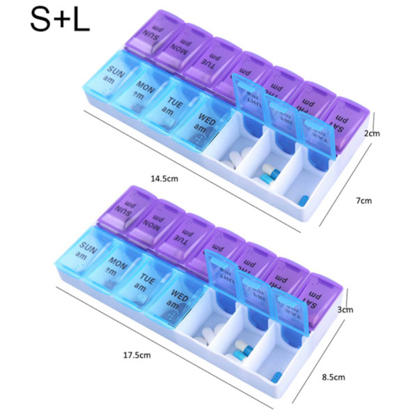 Praktiskt 14 Fack Medicinask Tablettask Dosett S