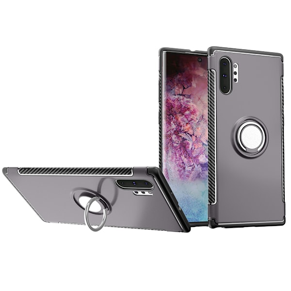 Samsung Galaxy Note10 Plus - Smart Skal med Ringhållare Silver Silver