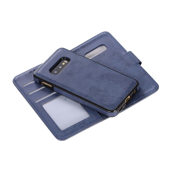 Lemans Stylish Wallet Cover - Samsung Galaxy S10e Marinblå