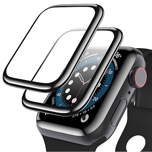 Apple Watch Series 7/8 41/45mm Skærmbeskytter PET Sort ramme (2-pak) Transparent
