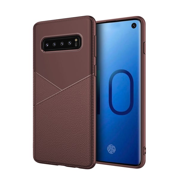 Samsung Galaxy S10e - Leman Skyddsskal med L�derdesign Brun