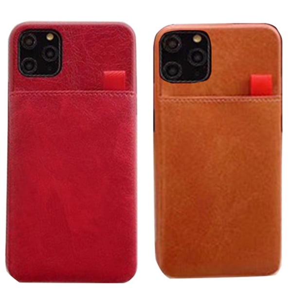 iPhone 11 Pro Max - Praktiskt Retro Leman Skal med Kortfack Röd
