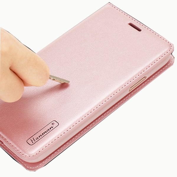 Stilig lommebokdeksel fra HANMAN - Samsung Galaxy J4 (2018) Rosaröd