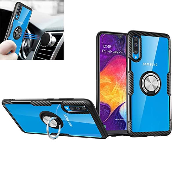 Skyddsskal (LEMAN) Ringhållare - Samsung Galaxy A70 Mörkblå Mörkblå