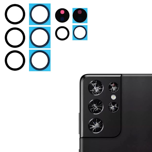 3-PACK Samsung Galaxy S21 Ultra Bakre Kameralins Reservdel Transparent