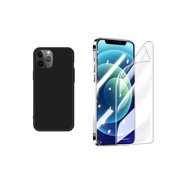 iPhone 13 - 1 Set Mattbehandlat Tunt Skal & Hydrogel Skärmskydd Svart