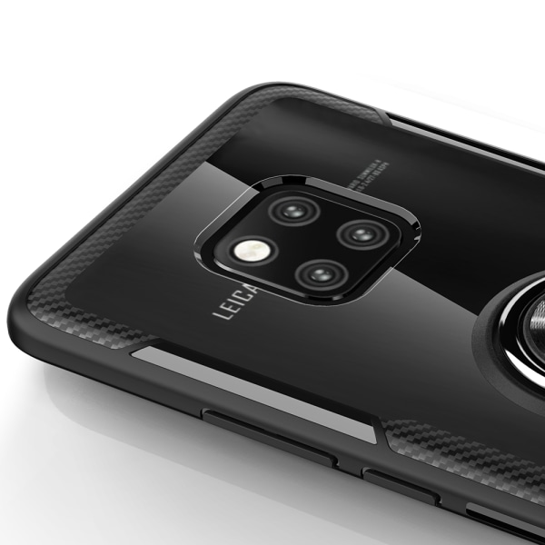 Huawei Mate 20 Pro - Glatt Leman-deksel med ringholder Svart/Silver