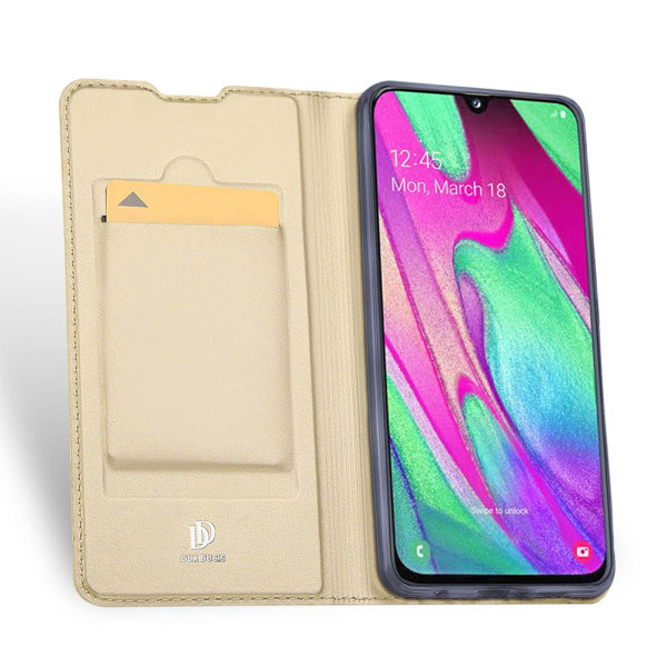 Samsung Galaxy A40 - Stötdämpande Slittåligt Plånboksfodral Guld Guld