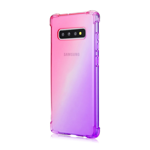 Samsung Galaxy S10 Plus - Støtdempende Floveme silikondeksel Blå/Rosa