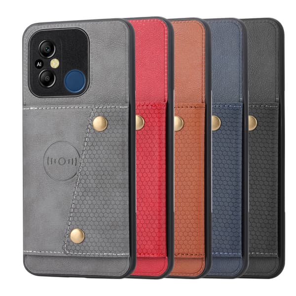 Lyxigt PC Läder Retro Flip Plånboksfodral För Xiaomi Redmi 12C Mörkblå