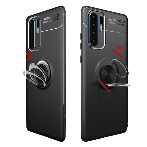 Huawei P30 Pro - Beskyttende stilfuldt cover med ringholder Svart/Roséguld