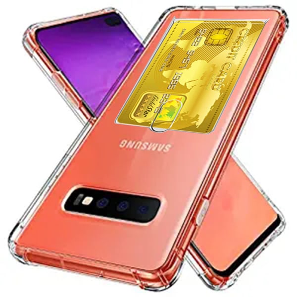 Praktisk cover med kortrum - Samsung Galaxy S10 Plus Transparent/Genomskinlig
