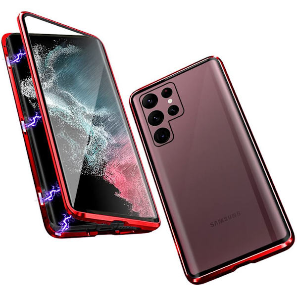 Samsung Galaxy S22 Ultra - Smart Dubbelsidigt Magnetiskt Skal Röd