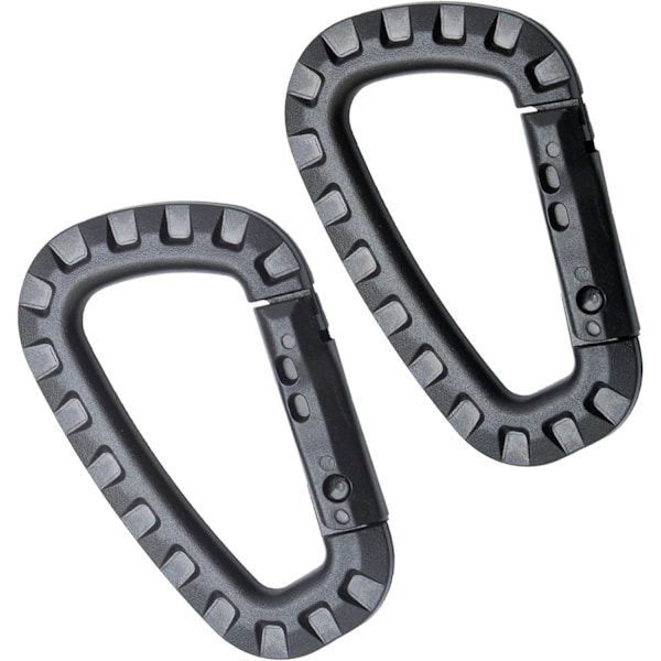 2 stk. plastkarabiner, taktisk karabiner, svart karabiner, nøkkelring D-formet karabiner, multifunksjonell, karabinspenne, for ryggsekk, nøkler, kjele, camping