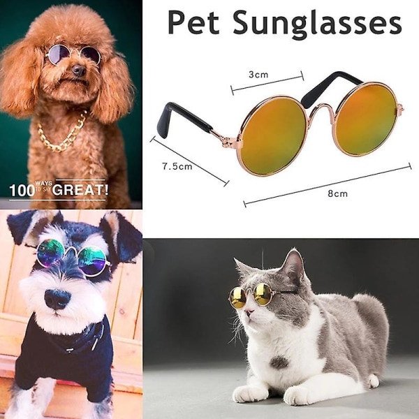 Husdjursprodukter Härliga Vintage Runda Katt Solglasögon Reflektion Liten Hund Katt Husdjurspresent