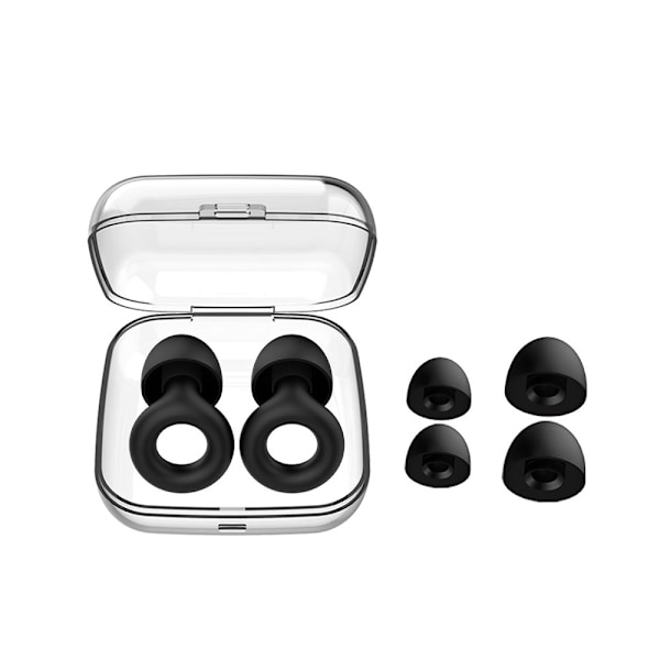 6PCS black Earplugs for sleeping – Reusable Hearing Protection in Flexible and Soft Silicone + 6 Eartips – Noise Reduction - ideal