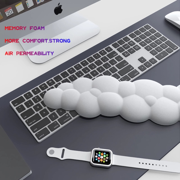 Skyformet håndleddsstøtte, musearmstøtte i skyform, musehåndleddsstøtte, søt skyhåndleddsstøtte, praktisk for å skrive for å lindre smerte (hvit liten størrelse)
