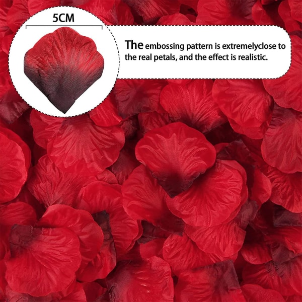 4000 st konstgjorda sidenröda rosenblad för bröllopsdekoration, alla hjärtans dag